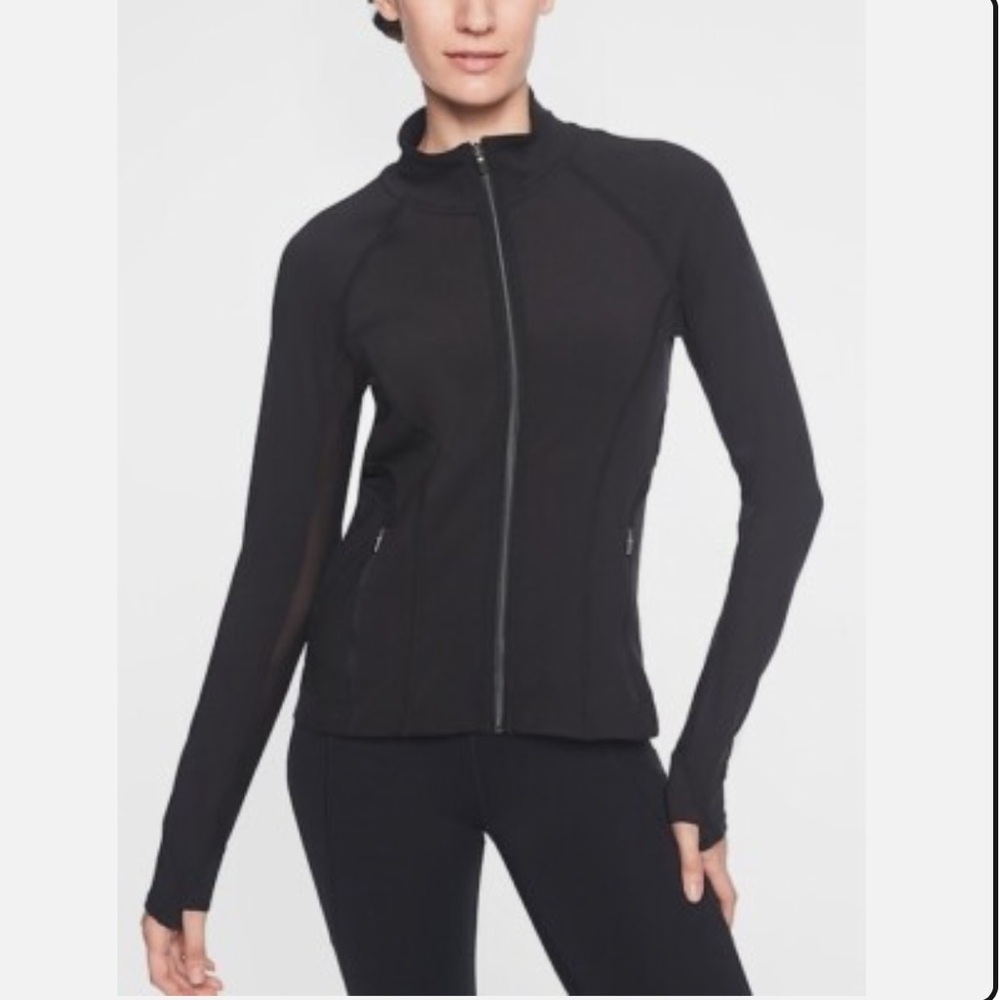 Athleta Elation Powervita Black Jacket Size Small Workout Gym Running Training - Picture 2 of 11